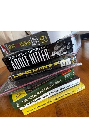 (8) Lot Bundle of Vintage Books from Survival Camping to Adolf Hitler